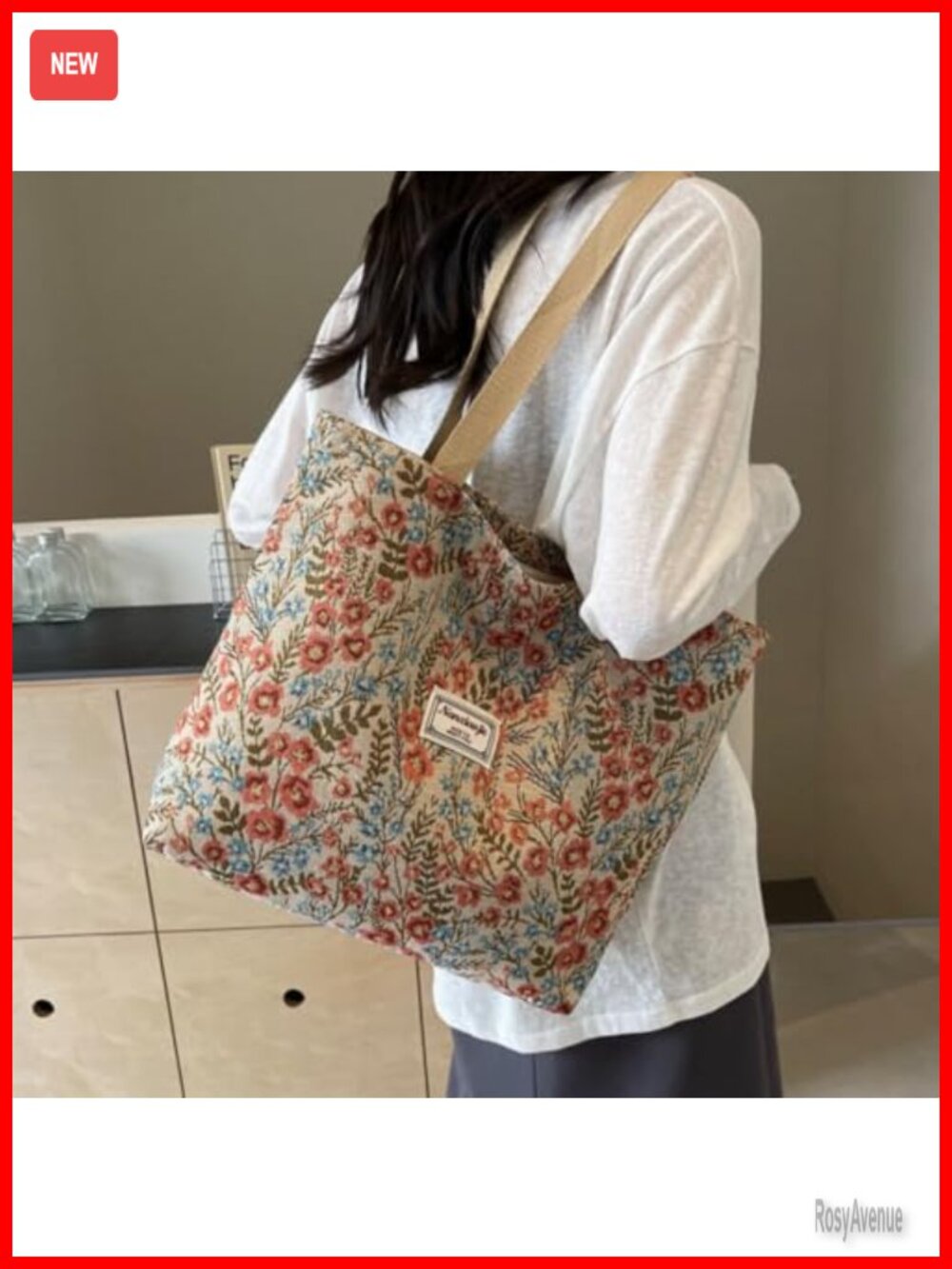 Canvas Tote Bag Large Capacity Shoulder Handbag Casual Commuter